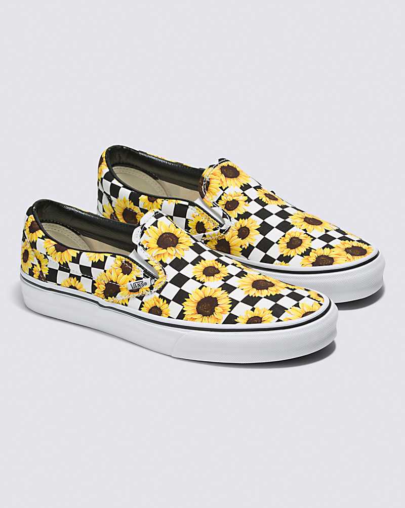 Vans Customs Sunflower Slip-On Men Slip On Shoes Black / Yellow | CS1-4625