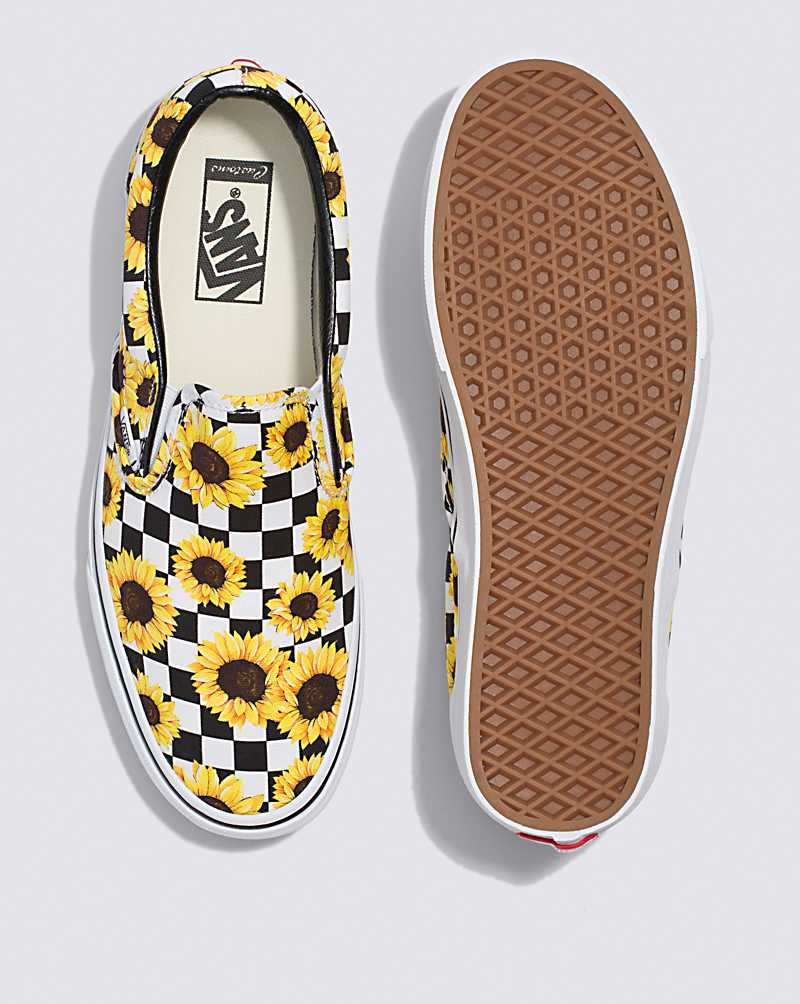 Vans Customs Sunflower Slip-On Men Slip On Shoes Black / Yellow | CS1-4625