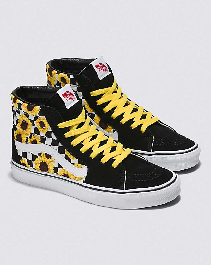 Vans Customs Sunflowers SK8-Hi Men High Top Sneakers Black / Yellow | KT1-5007