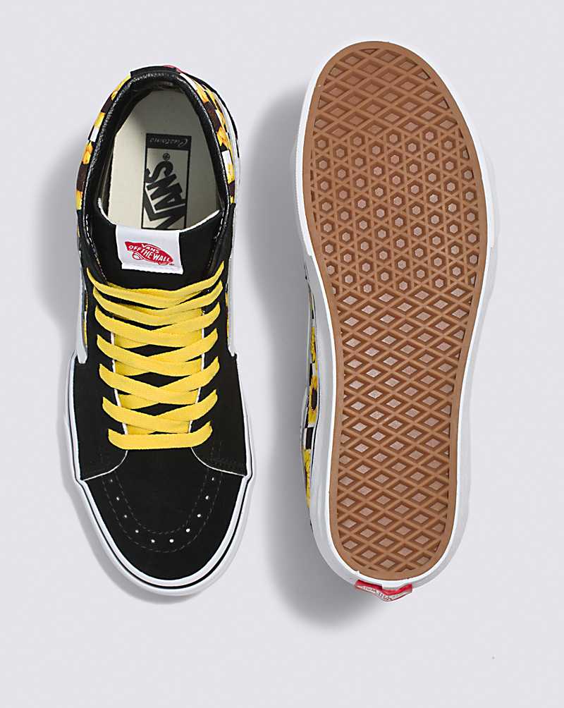 Vans Customs Sunflowers SK8-Hi Men High Top Sneakers Black / Yellow | KT1-5007