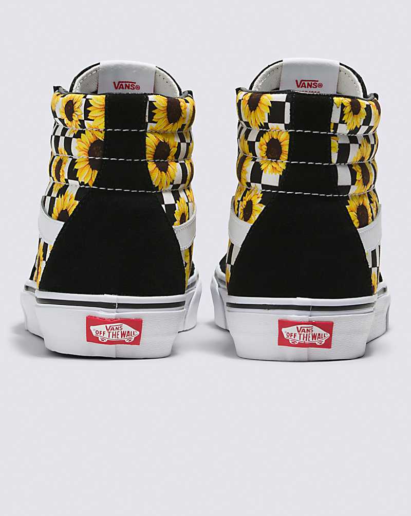 Vans Customs Sunflowers SK8-Hi Men High Top Sneakers Black / Yellow | KT1-5007