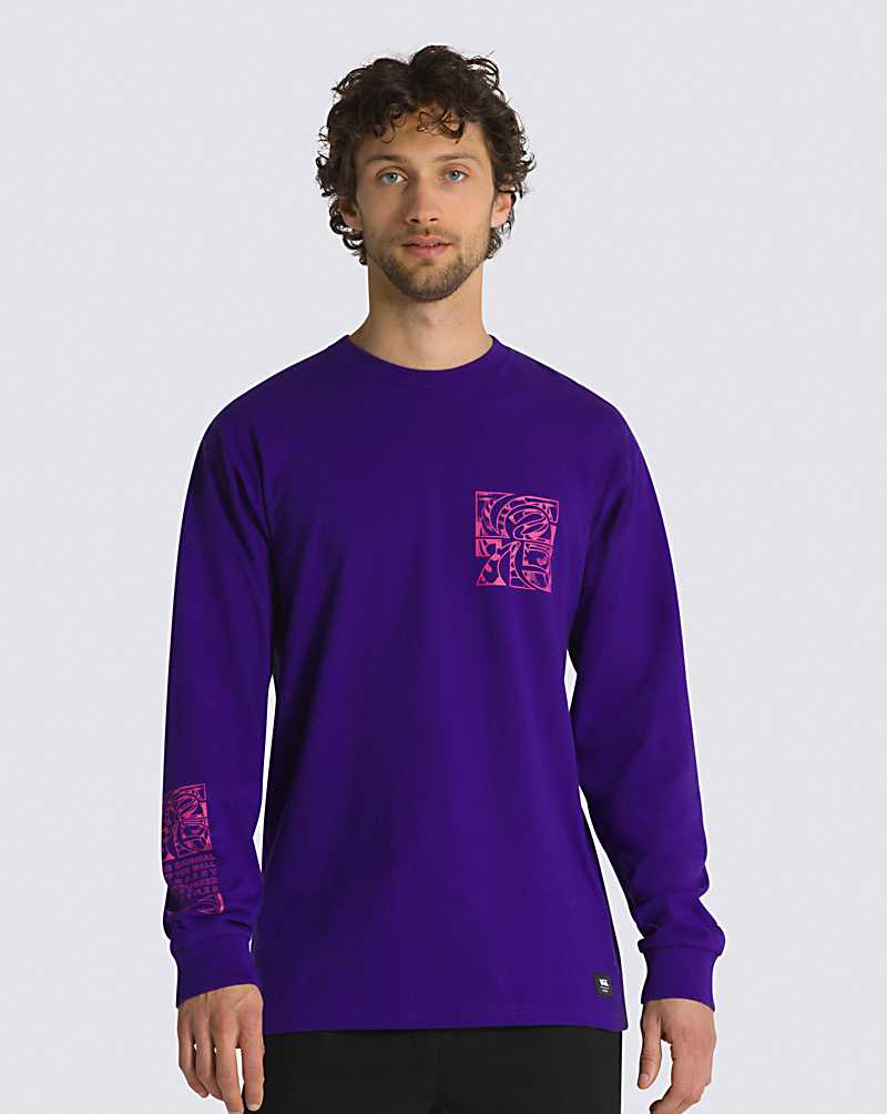 Vans Digital Demented Logo Tee Men T Shirts Purple Indigo | NK1-4139