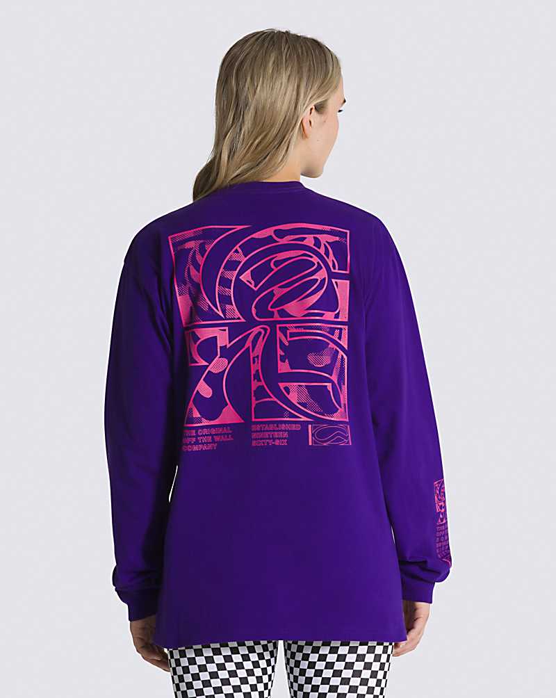 Vans Digital Demented Logo Tee Men T Shirts Purple Indigo | NK1-4139