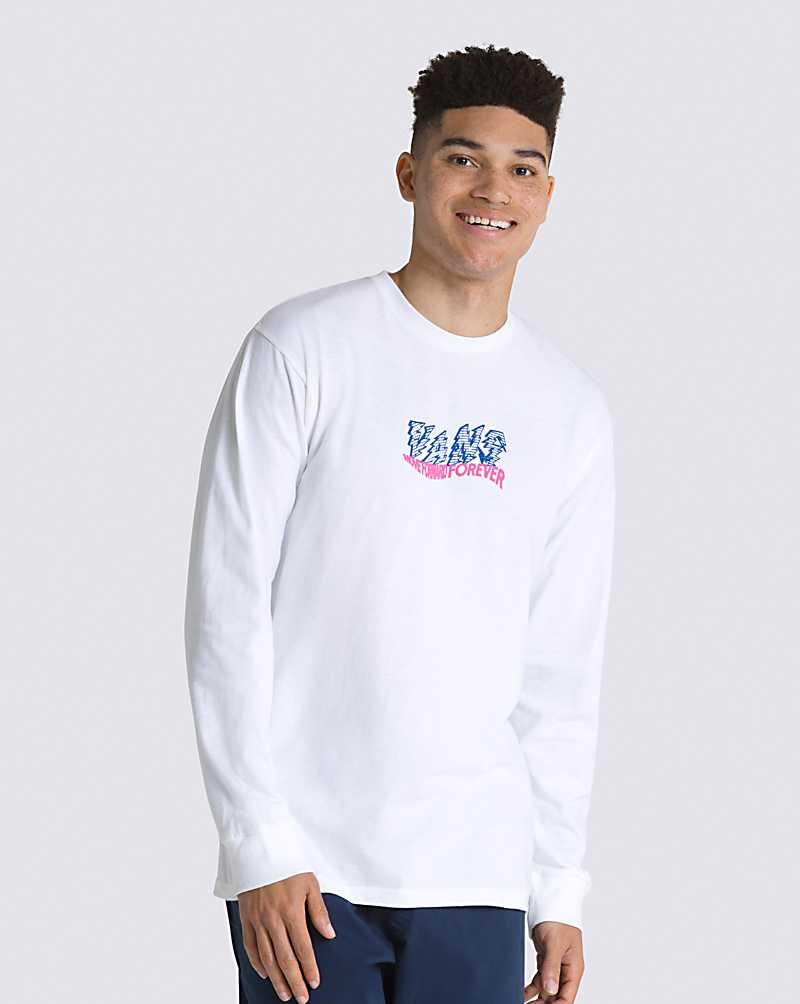 Vans Digital Wavy Long Sleeve Men T Shirts White | GG1-2349