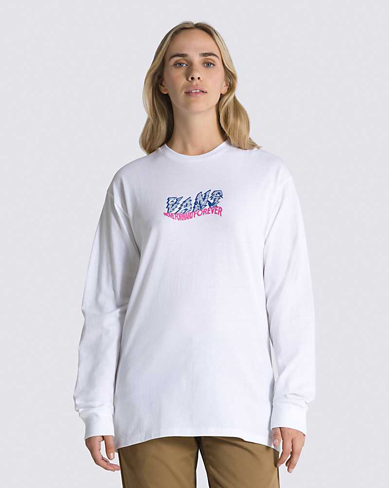 Vans Digital Wavy Long Sleeve Men T Shirts White | GG1-2349