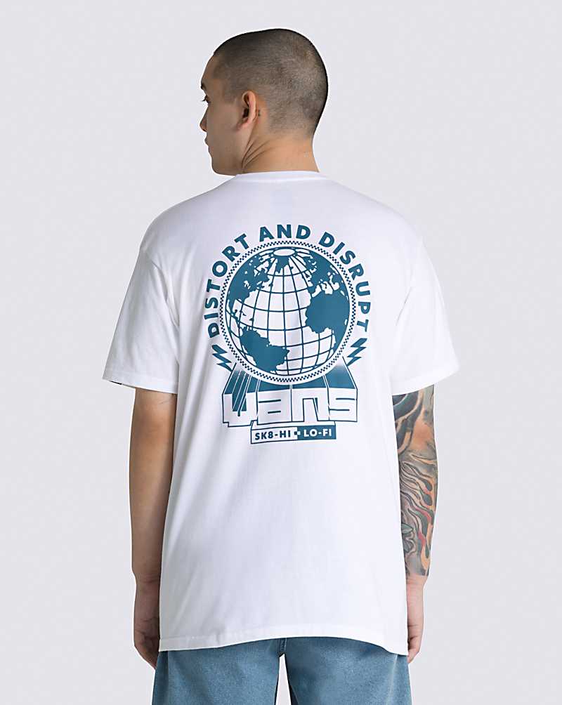 Vans Distort And Disrupt Men T Shirts White | VY1-2558