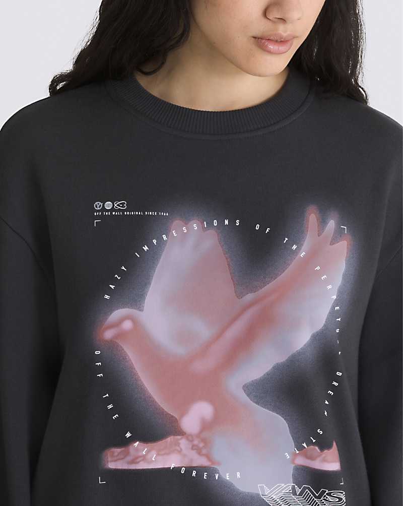 Vans Dove Bloussant Crew Women Sweatshirts Black | AV1-6728