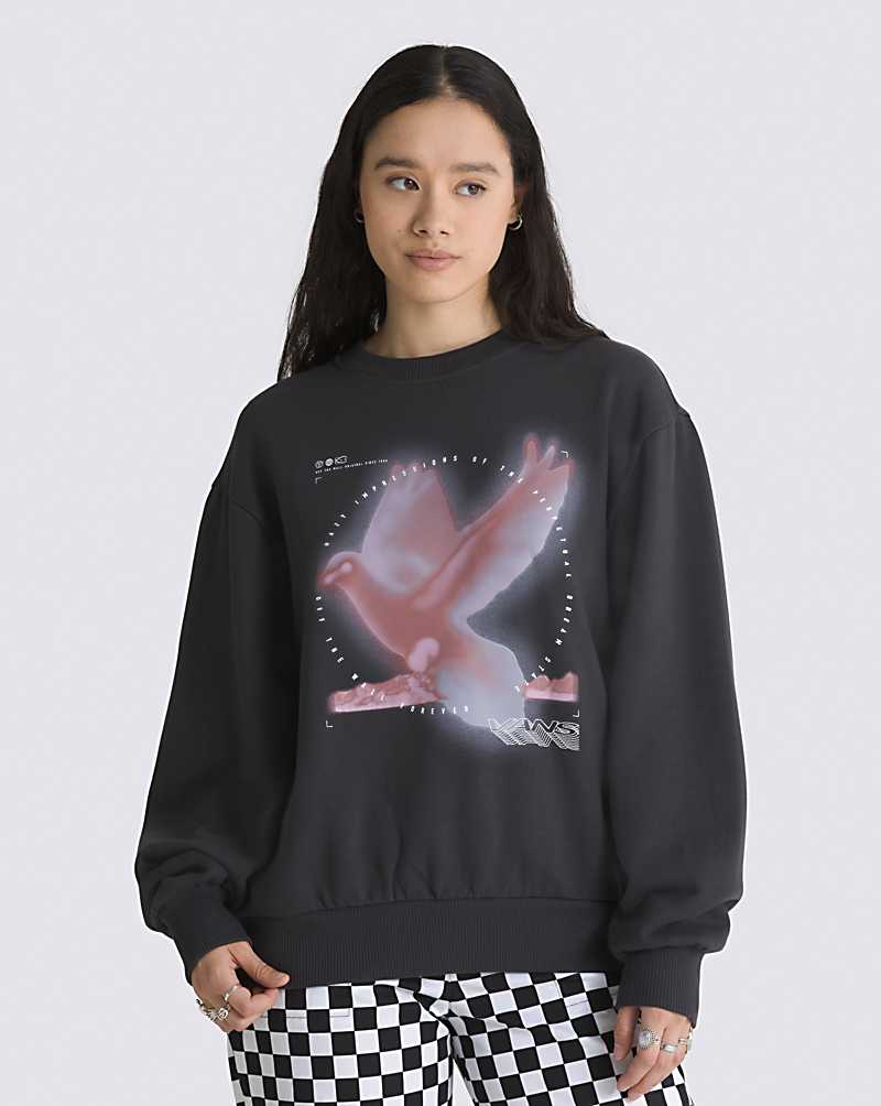 Vans Dove Bloussant Crew Women Sweatshirts Black | AV1-6728