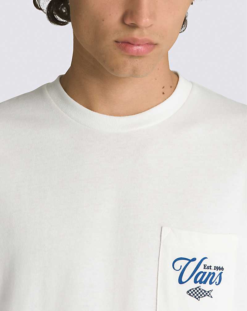 Vans Fishing Club Pocket Men T Shirts White | AQ1-5103