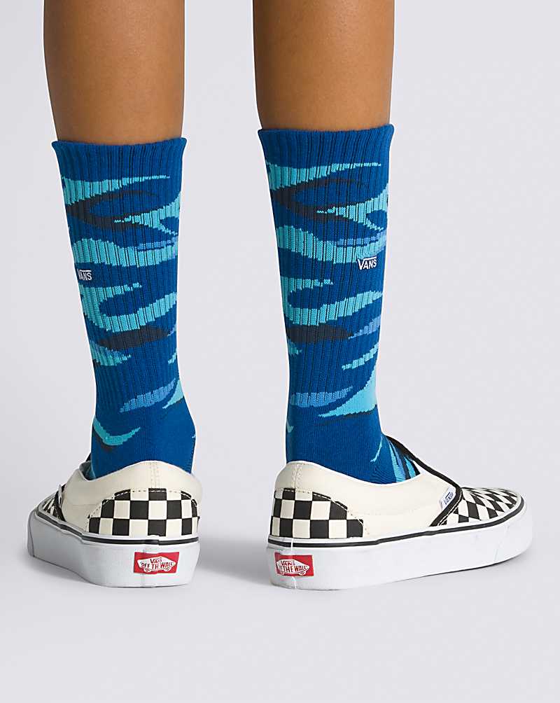 Vans Flame Camo Crew Kids' Socks Blue | XD1-6275