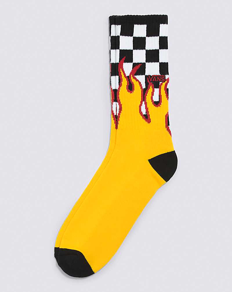 Vans Flame Check Crew Men Socks Black / White | RX1-8635