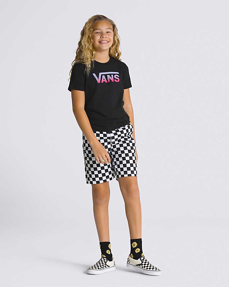 Vans Flying V Crew Kids' T Shirts Black / Purple | GV1-6405