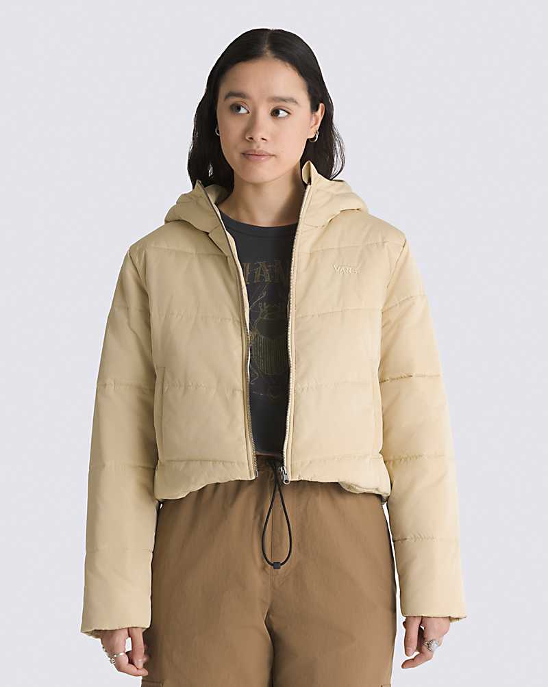 Vans Foundry Crop Puff Hooded MTE-1 Jacket Women Jackets Mocha | HI1-8406