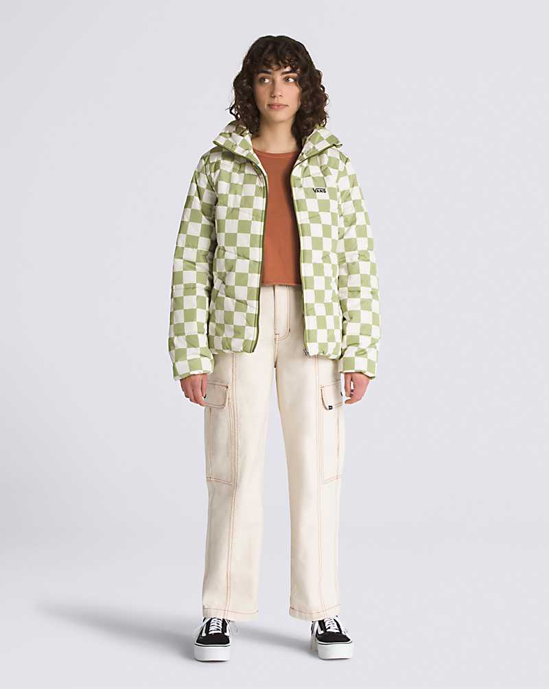 Vans Foundry Print Puffer MTE-1 Jacket Women Jackets Green Olive | HG1-1111