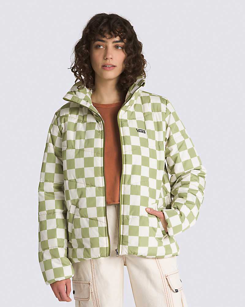 Vans Foundry Print Puffer MTE-1 Jacket Women Jackets Green Olive | HG1-1111