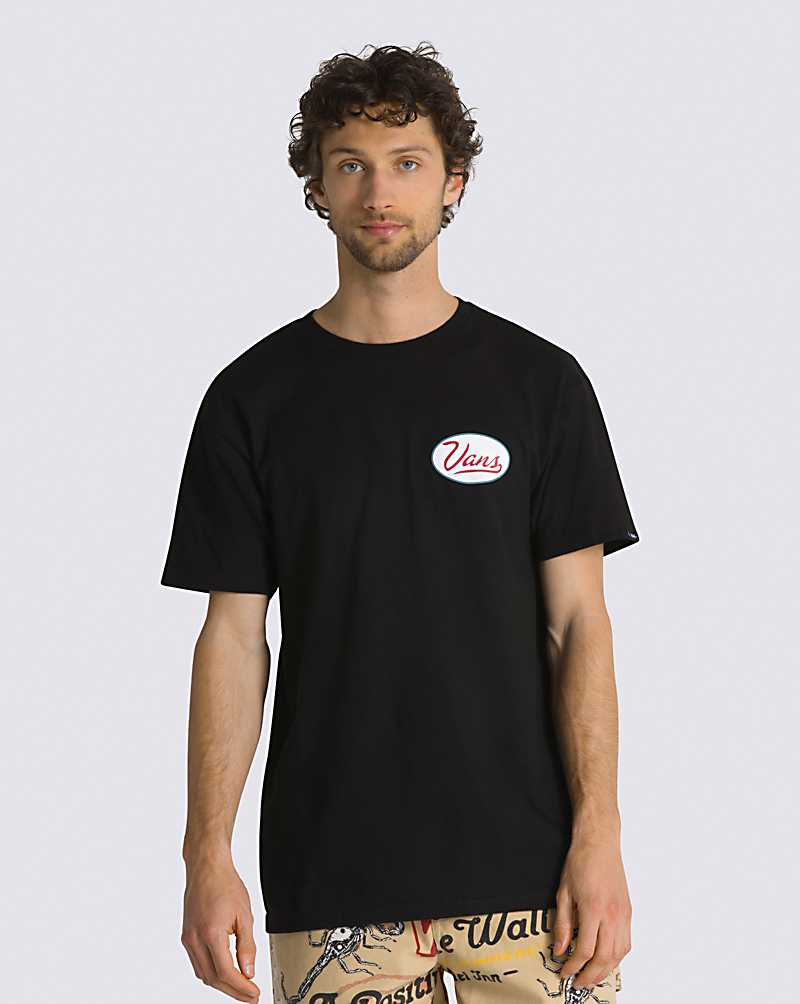 Vans Gas Station Logo Men T Shirts Black | TS1-7132