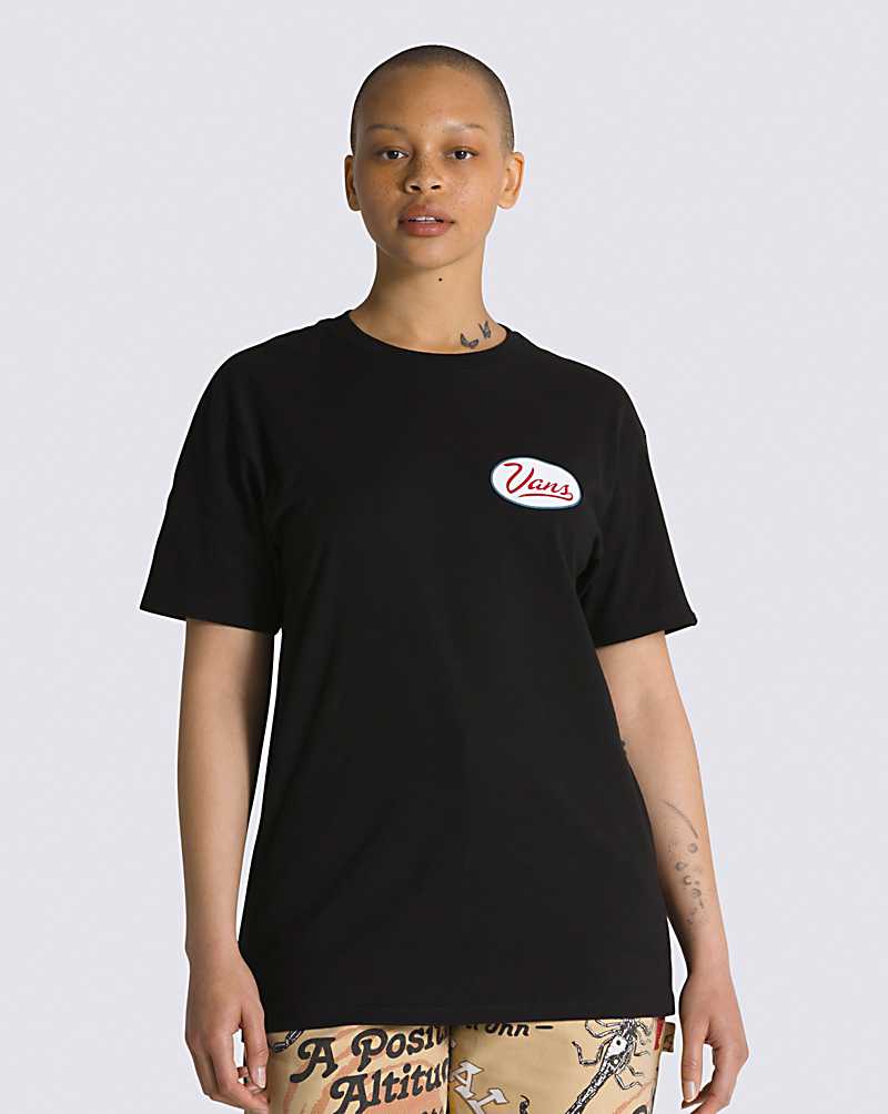 Vans Gas Station Logo Men T Shirts Black | TS1-7132