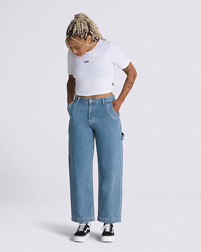 Vans Ground Work Denim Women Pants Blue | RH1-8044