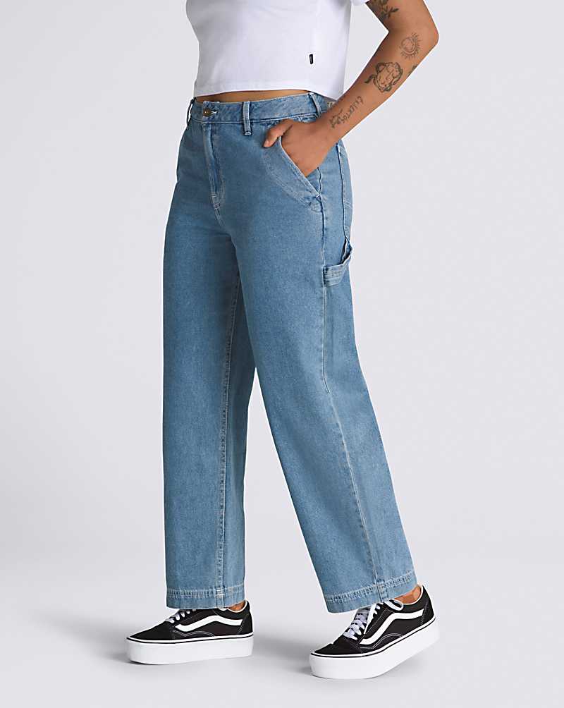 Vans Ground Work Denim Women Pants Blue | RH1-8044