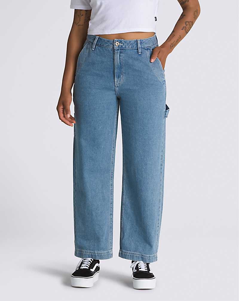 Vans Ground Work Denim Women Pants Blue | RH1-8044