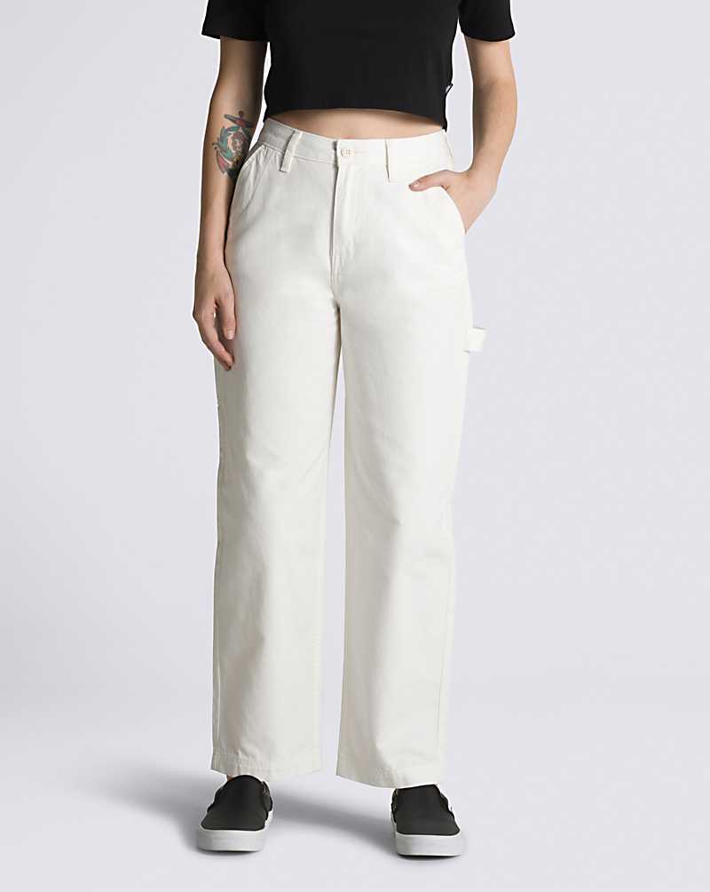 Vans Ground Work Women Pants White | LF1-5543