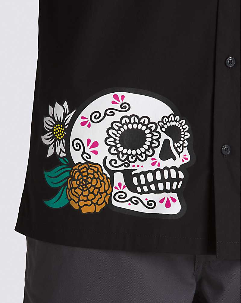 Vans Guided Dia de Los Muertos Men Shirts Black | VI1-0146