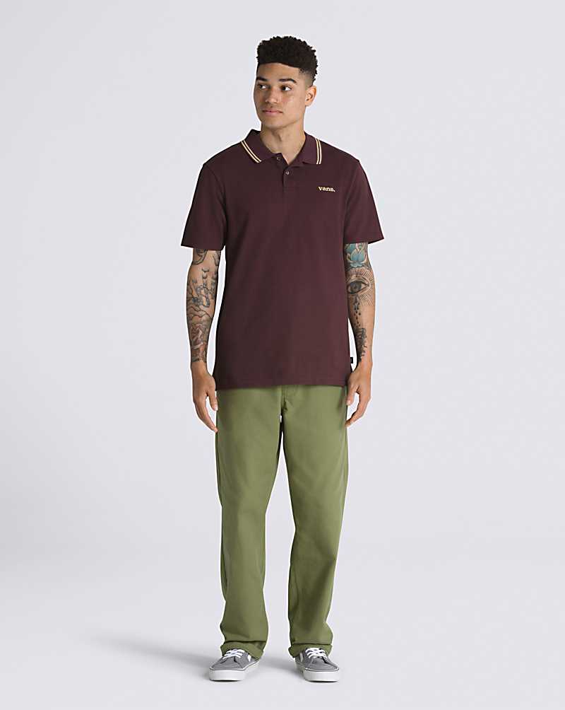 Vans Halecrest Polo Men Shirts Dark Red | FH1-7901