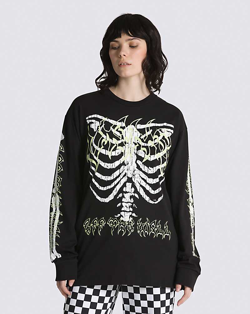 Vans Halloween Glow Long Sleeve Men T Shirts Black | GK1-0763