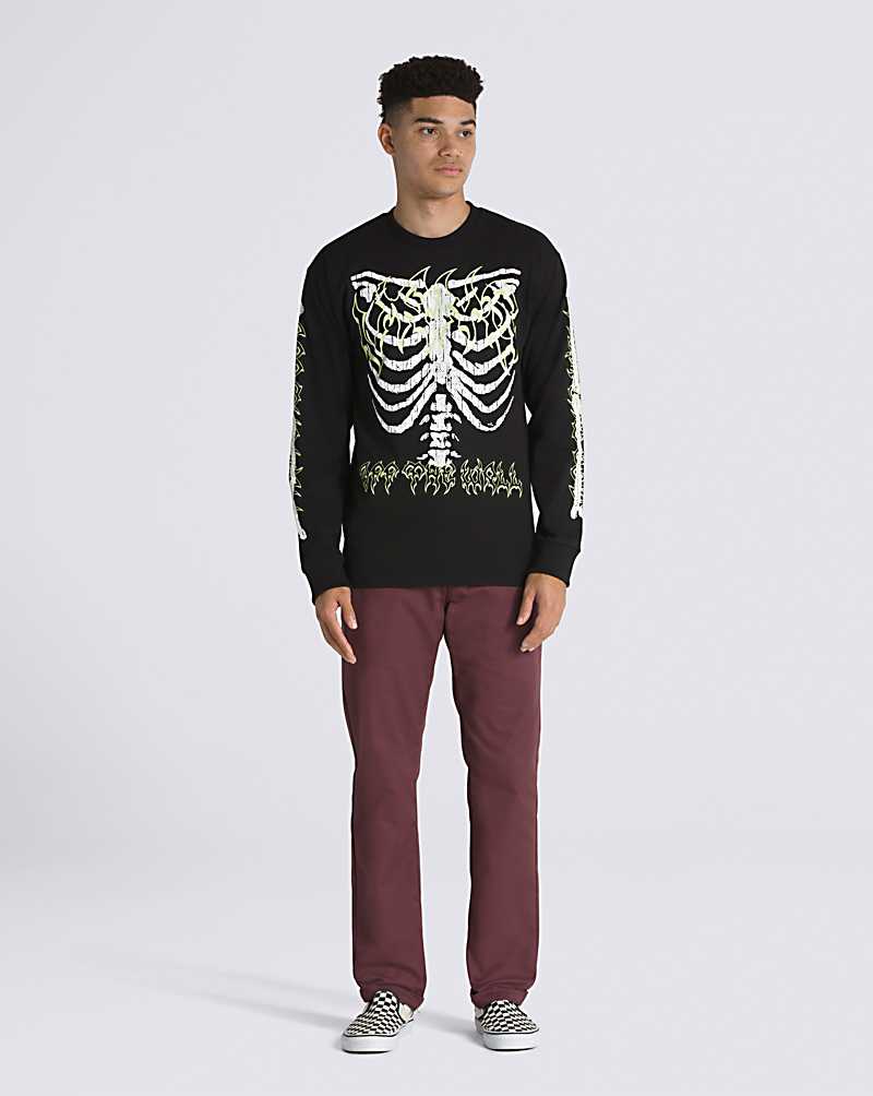 Vans Halloween Glow Long Sleeve Men T Shirts Black | GK1-0763