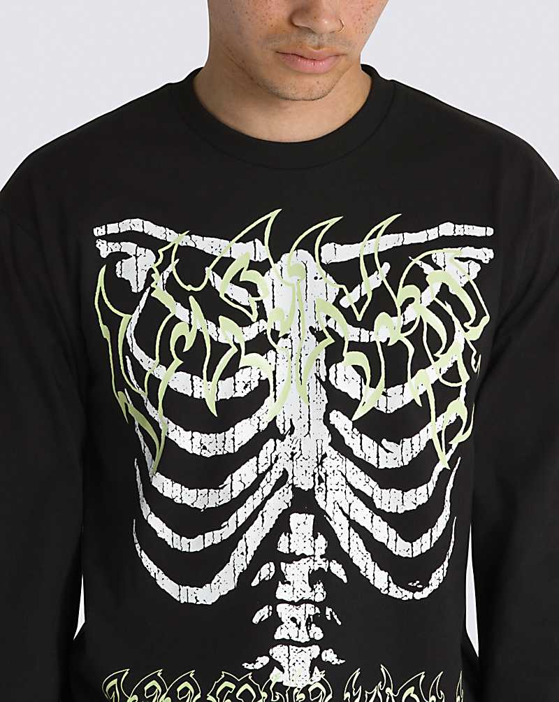 Vans Halloween Glow Long Sleeve Men T Shirts Black | GK1-0763