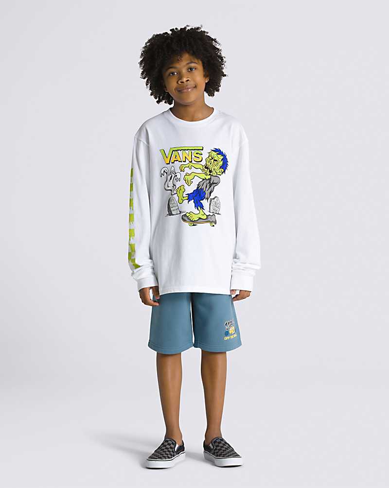 Vans Haunted House Of Glow Long Sleeve Kids' T Shirts White | FI1-5647