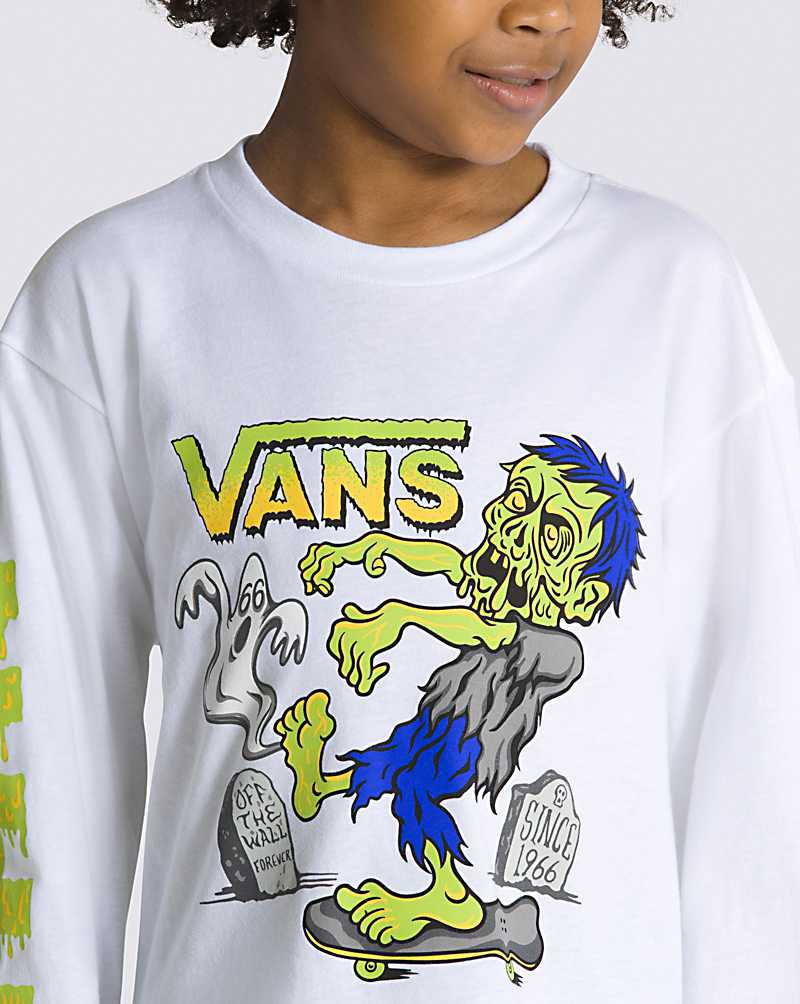 Vans Haunted House Of Glow Long Sleeve Kids' T Shirts White | FI1-5647