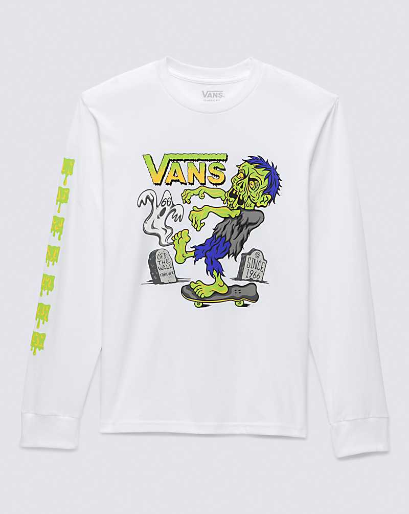 Vans Haunted House Of Glow Long Sleeve Kids' T Shirts White | FI1-5647