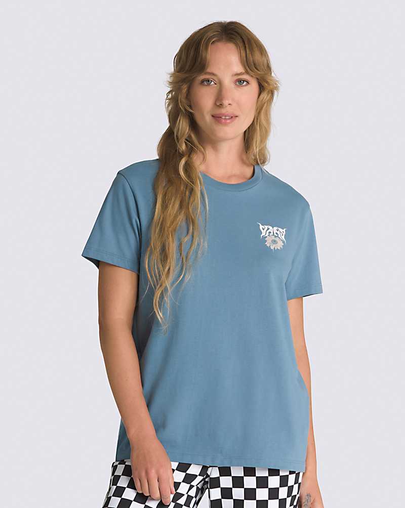 Vans Hazey Daze Boyfriend Women T Shirts Blue | EC1-6912