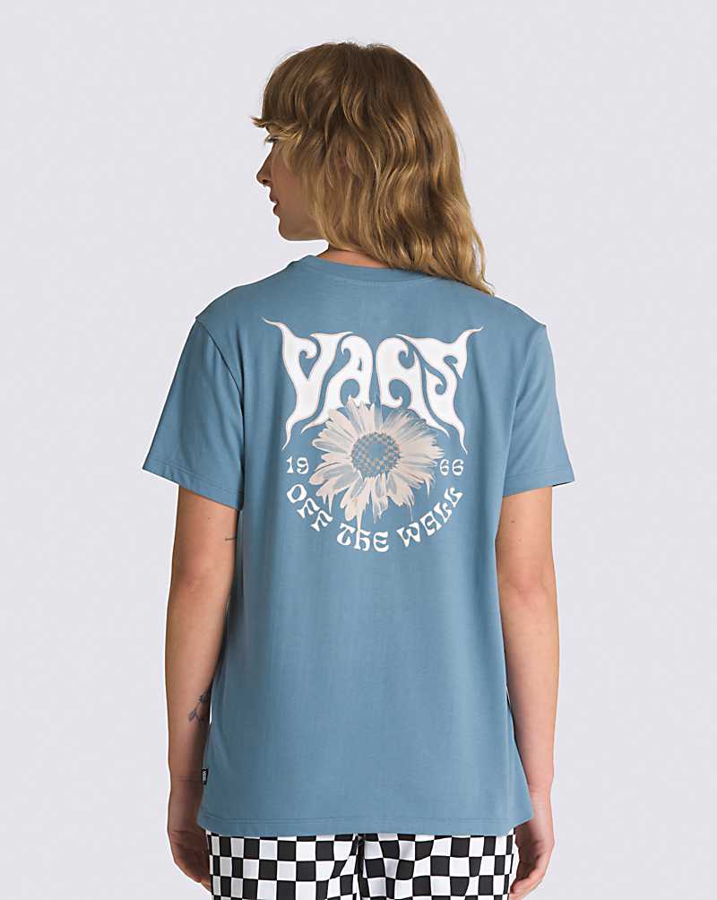 Vans Hazey Daze Boyfriend Women T Shirts Blue | EC1-6912