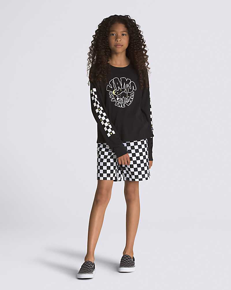 Vans Here Kitty Long Sleeve Kids' T Shirts Black | HE1-9627