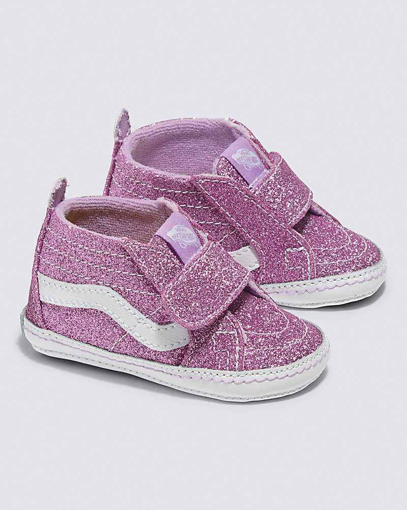 Vans Infant Sk8-Hi Crib Glitter Shoe Kids' High Top Sneakers Purple | CY1-5847