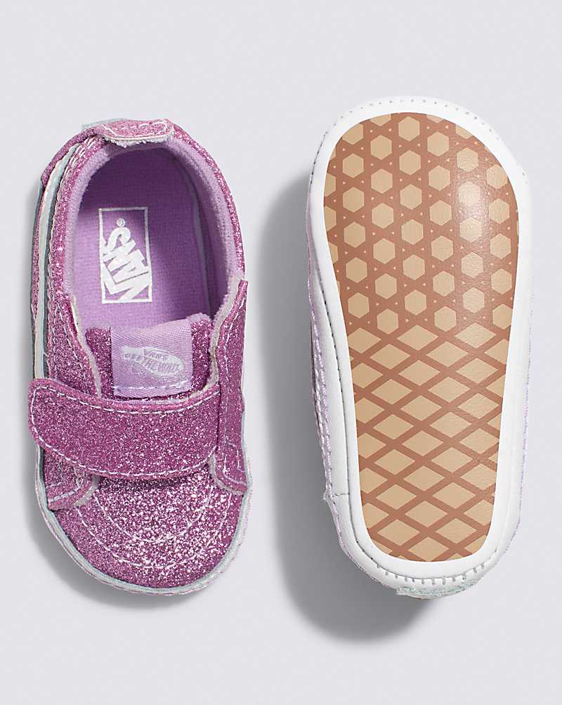 Vans Infant Sk8-Hi Crib Glitter Shoe Kids' High Top Sneakers Purple | CY1-5847