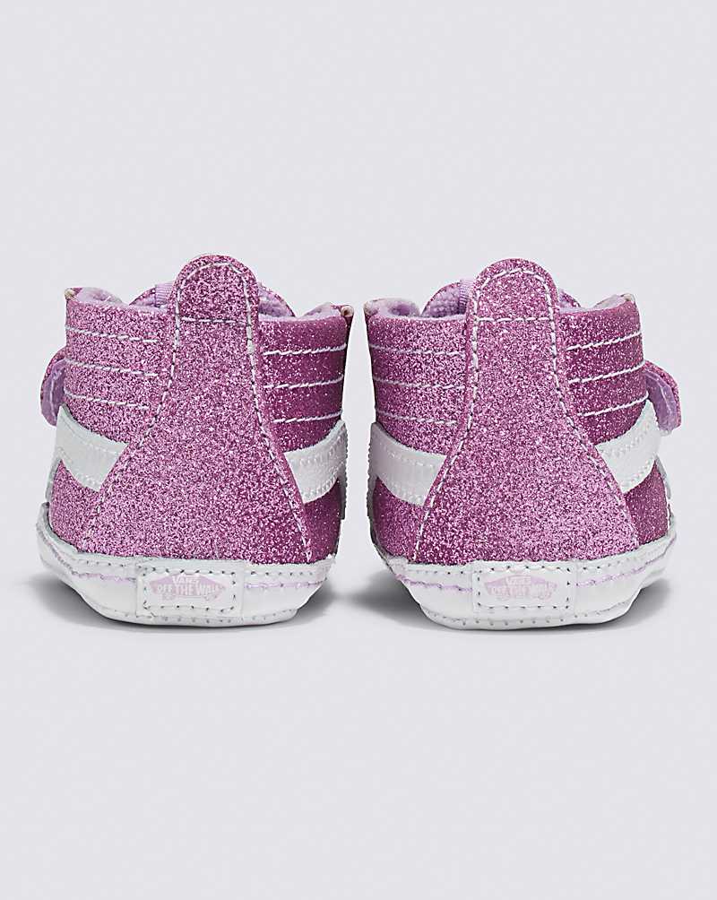 Vans Infant Sk8-Hi Crib Glitter Shoe Kids' High Top Sneakers Purple | CY1-5847