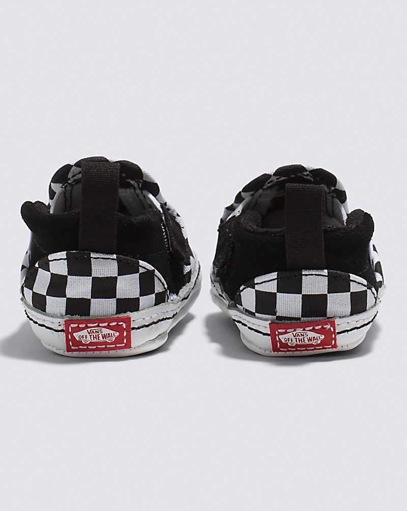 Vans Infant Slip-On V Crib Checker Shoe Kids' Slip On Shoes Black / White | EN1-8900