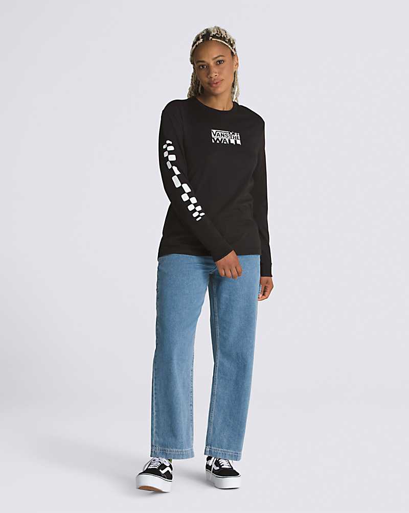 Vans Jinx Boyfriend Long Sleeve Women T Shirts Black | ZW1-6125