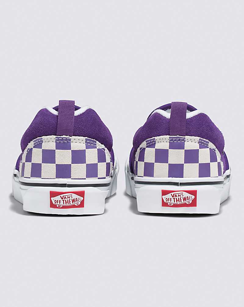 Vans Knu Slip Checkerboard Shoe Men Slip On Shoes Purple / White | TW1-3562