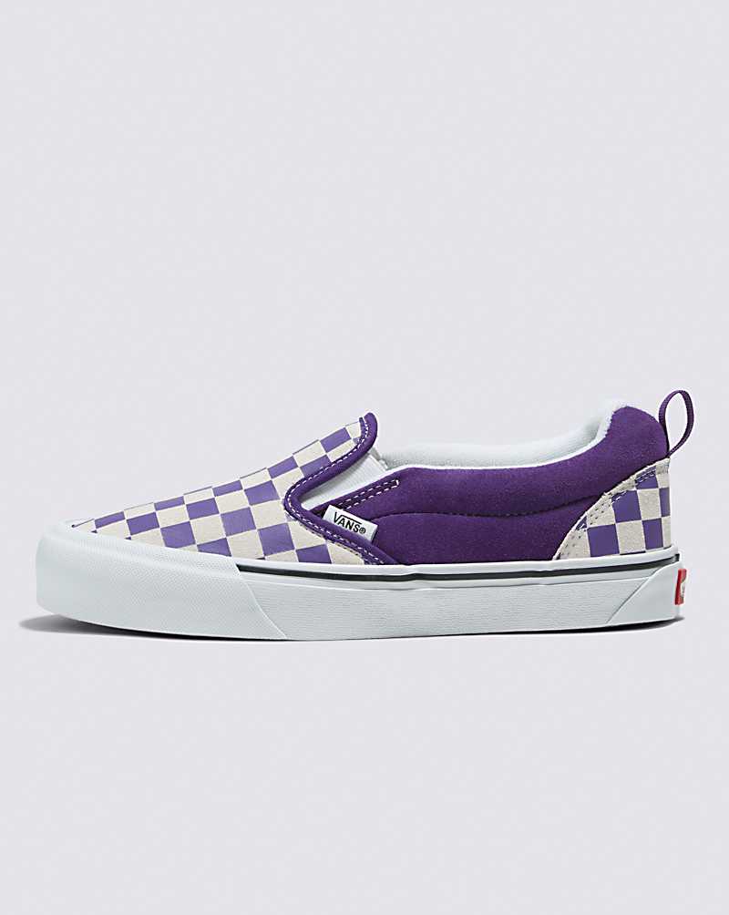 Vans Knu Slip Checkerboard Shoe Men Slip On Shoes Purple / White | TW1-3562