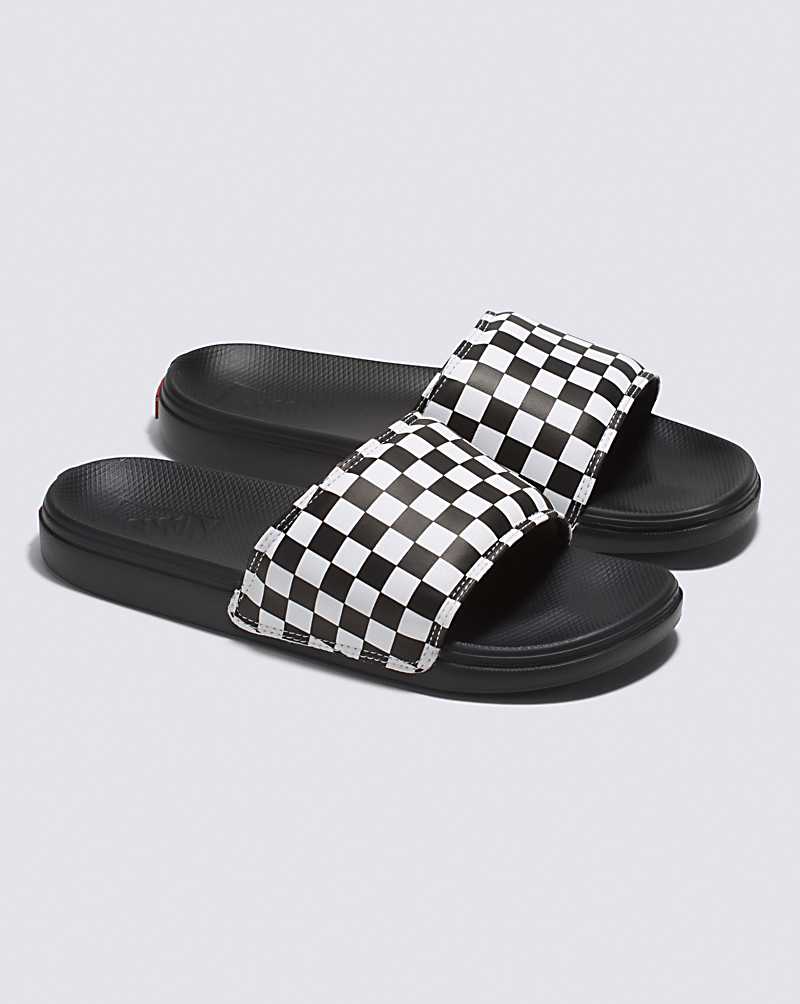 Vans La Costa Slide-On Checkerboard Sandals Women Slides White / Black | DW1-6934