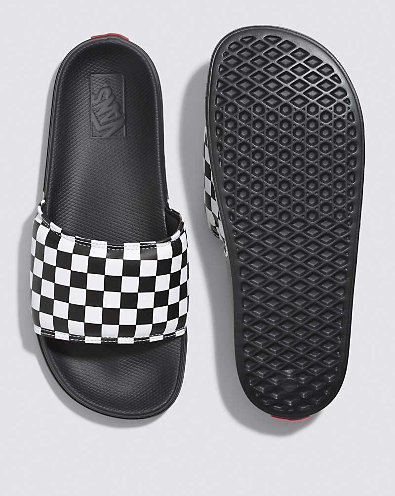 Vans La Costa Slide-On Checkerboard Sandals Women Slides White / Black | DW1-6934