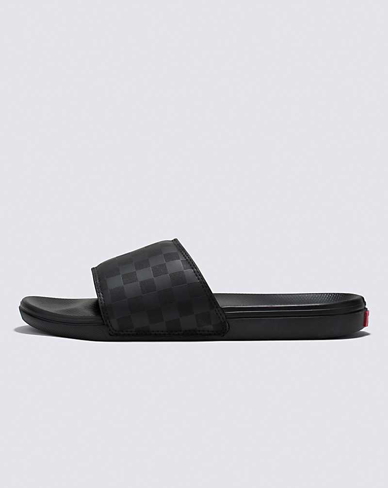 Vans La Costa Slide-On Checkerboard Sandals Women Slides Black / Black | XE1-2374