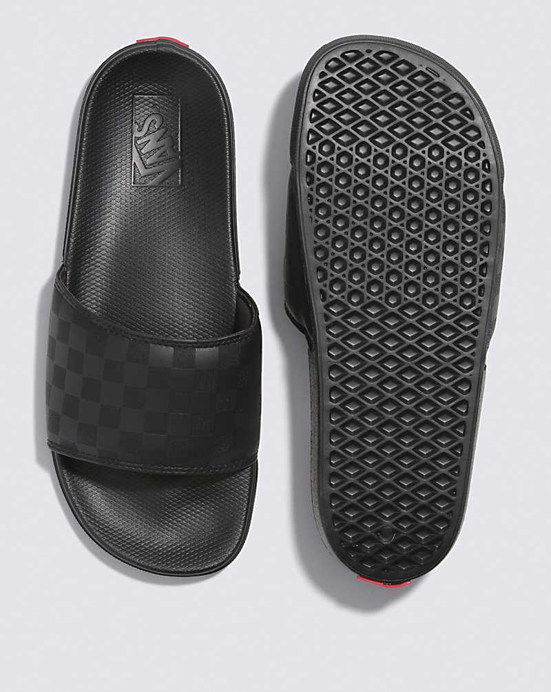 Vans La Costa Slide-On Checkerboard Sandals Men Slides Black / Black | EU1-4048