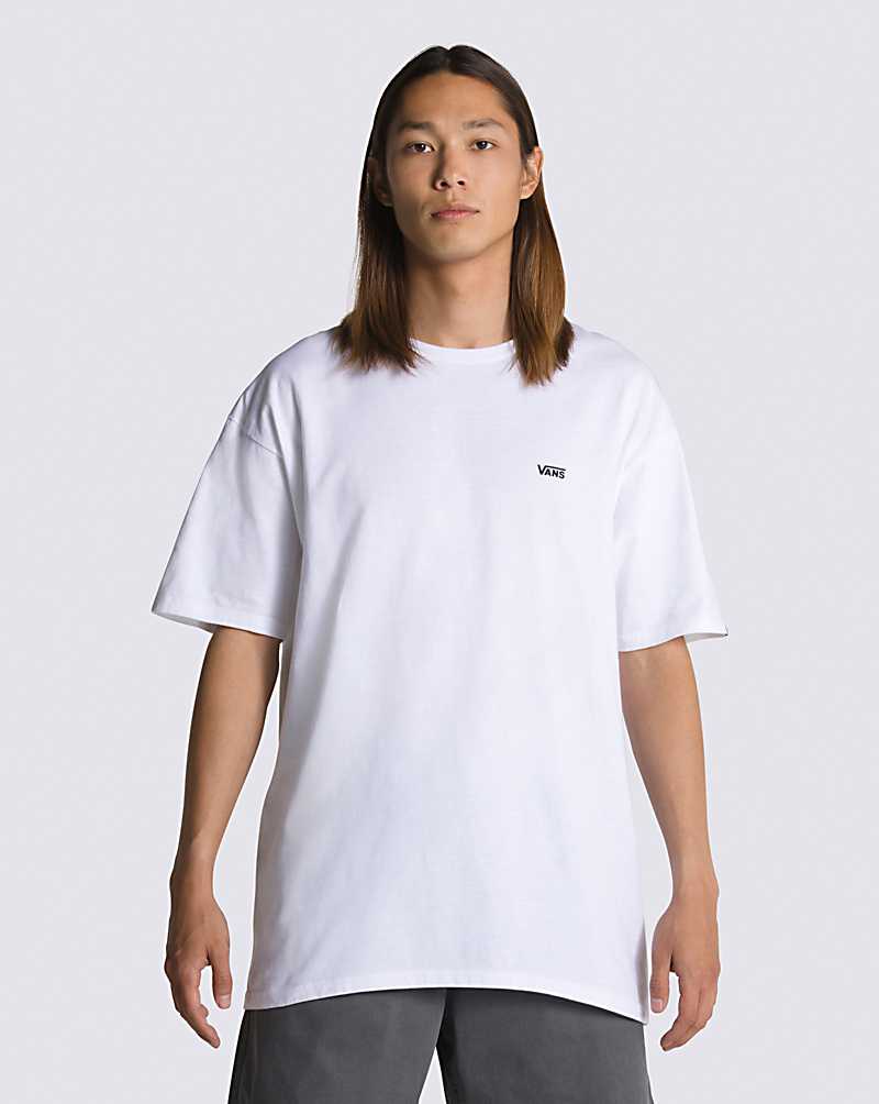 Vans Left Chest Logo Men T Shirts White / Black | HK1-8407