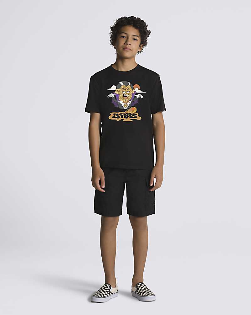 Vans Little Kids Count Waffula Kids' T Shirts Black | RF1-9570