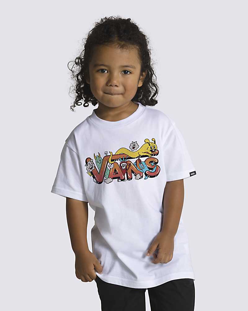 Vans Little Kids Critter Crew Kids\' T Shirts White | ES1-3698